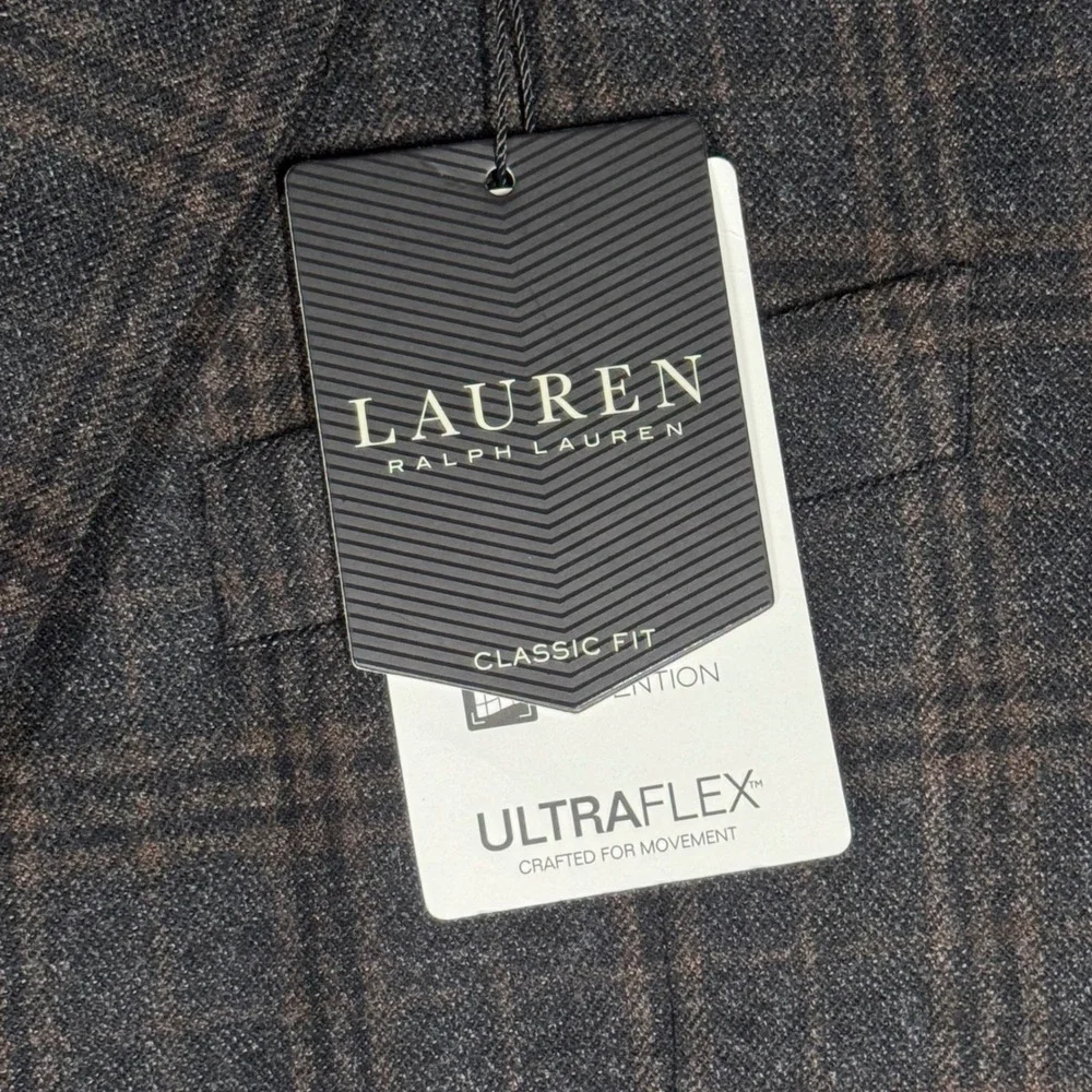 Lauren Ralph Lauren Mens 50R Ultraflex Lexington Plaid Sport Coat Dark Brown NWT